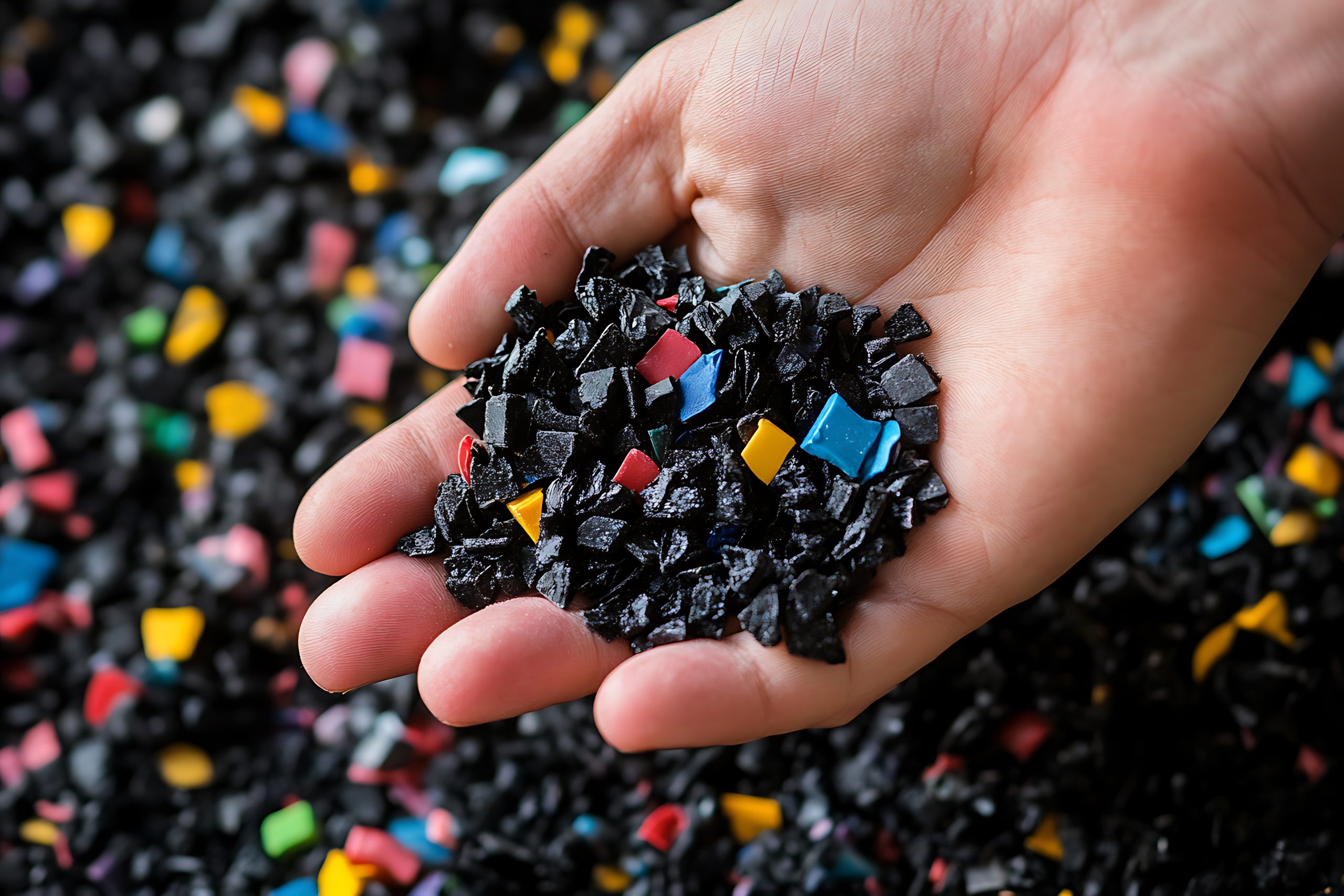 Hand Holding Plastic Granules